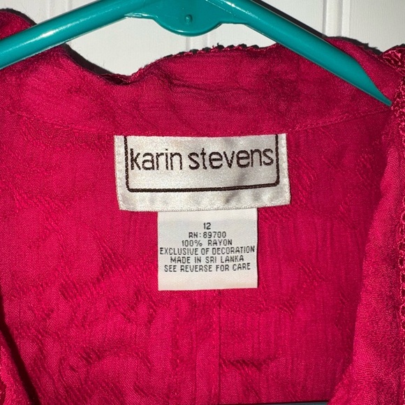 Vintage Karin Stevens Cottagecore Pink Button-Up Top| Size 12 - Picture 2 of 6
